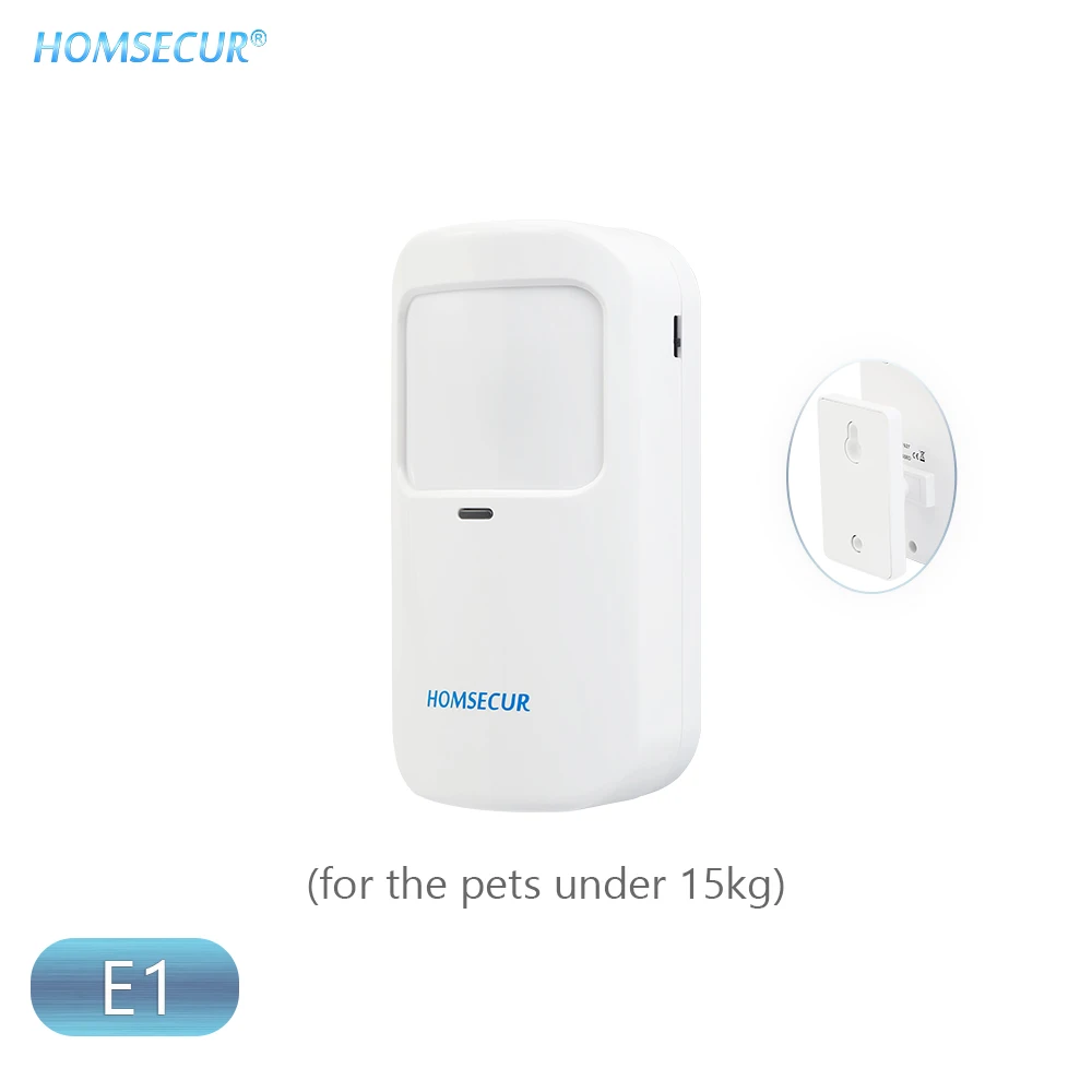 

HOMSECUR 433MHz Wireless Pet-Immune PIR Detector E1 For 433MHz Home Burglar Alarm System