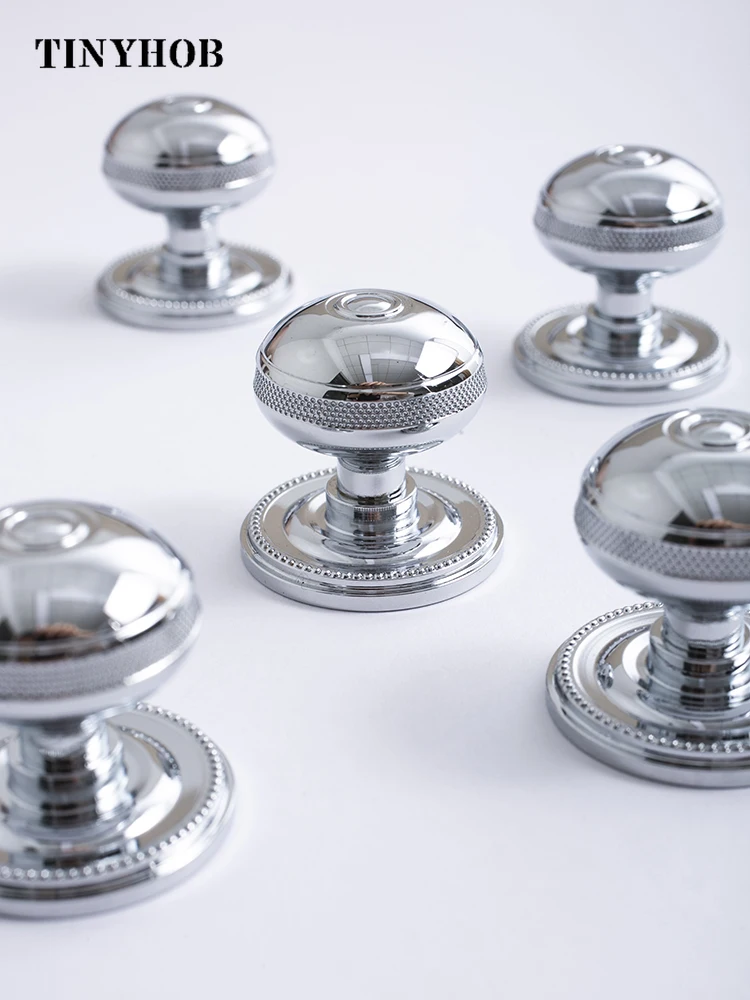 Tinyhob Silver Handle with Base/Gold Solid Brass Knob for Drawer Pulls Kitchen Cabinet Handles European Style Furniture Hardware