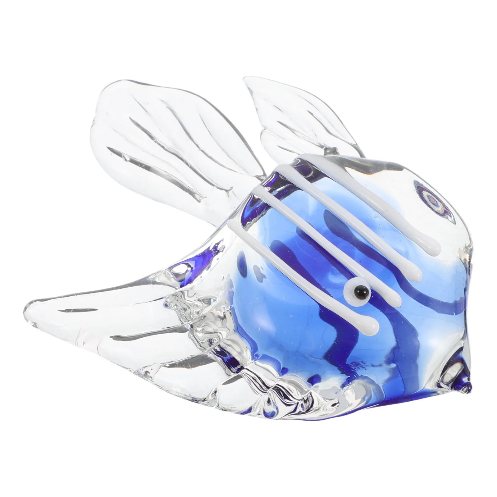 Hand Blown Glass Fish Sculpture Ocean Inspired Decor Coastal Nautical Home Office Desk Aquarium Ornament Glass Fish Figurines