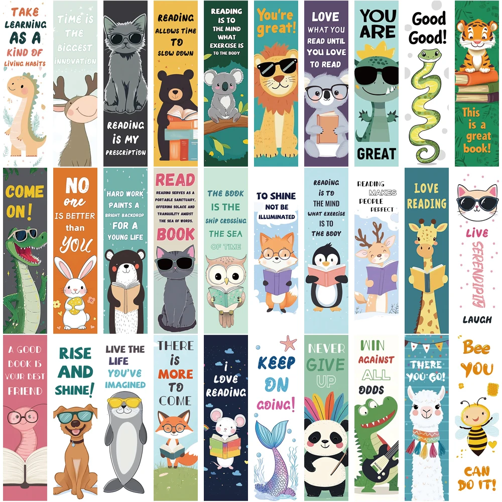 30 pçs marcadores de leitura animal anotaciones decoração página criativa manual leitura diy abstrato vida estudantes cartões marcador