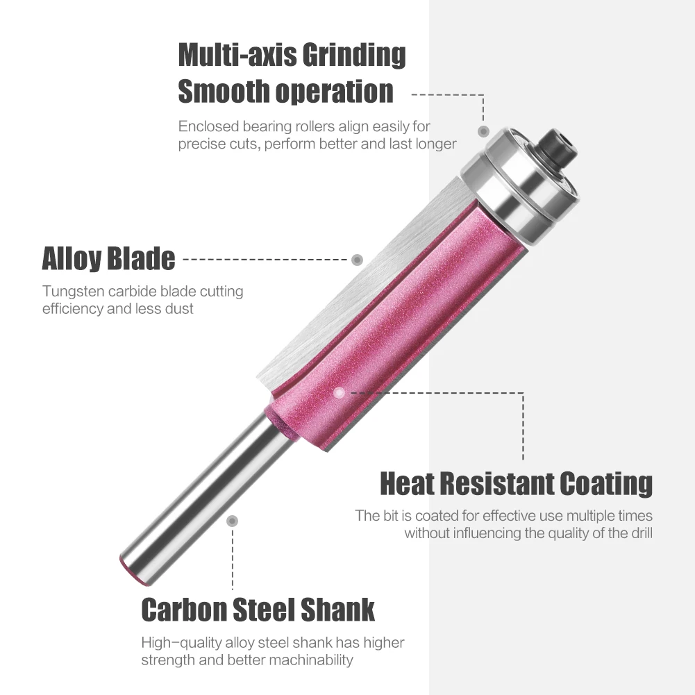 Imagem -04 - Flush Trim Router Bit com Rolamento Shank End Mill Carpintaria Aparar Cortadores Fresa mm