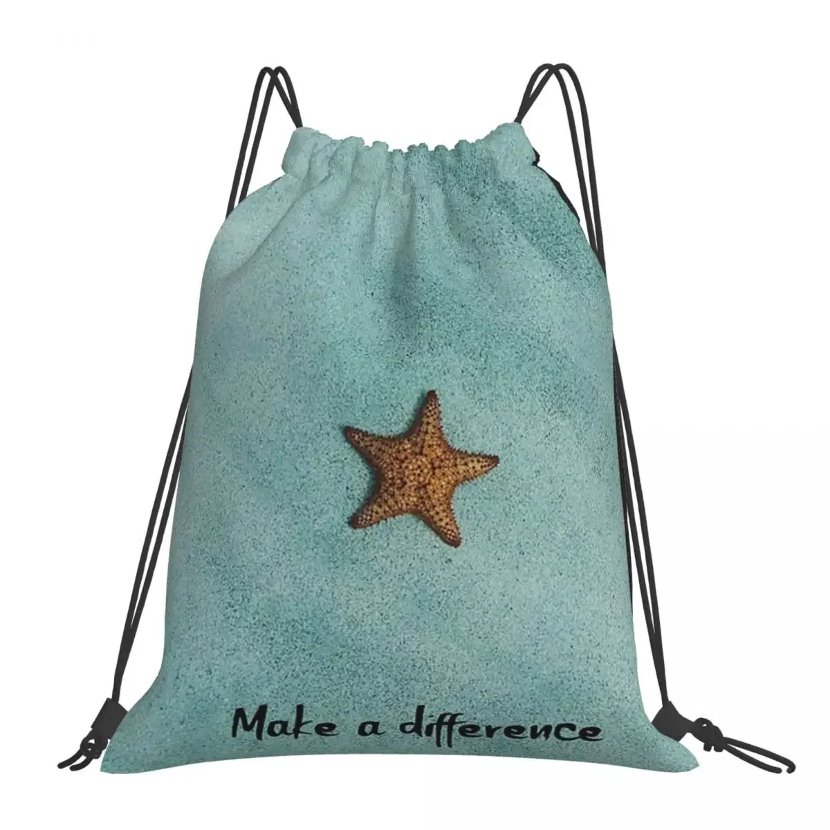 Make A Difference .... (The Starfish Story) Backpacks Drawstring Bags Drawstring Bundle Pocket Sports Bag BookBag