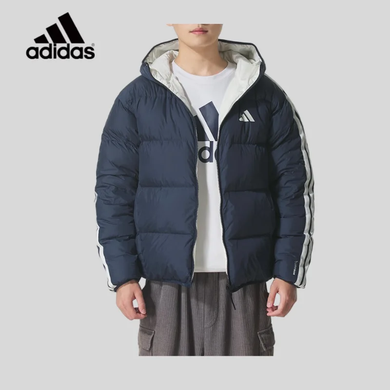 Adidas Men's 2026 Winter New Two-sided Warm Core Warm Windproof Hooded Sports Down Clothing KC2491
