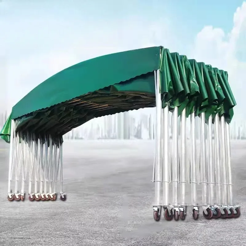

Mobile push-pull canopy for rain protection, movable umbrella canopy, telescopic anti-illegal tent outdoor