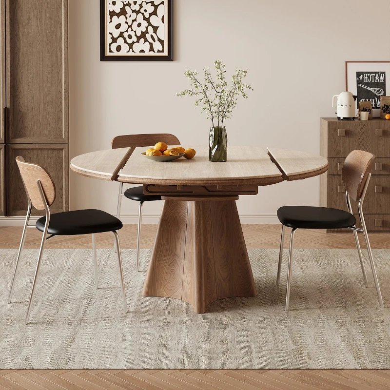 

retractable folding dining table round interior ancient style dining table simple Italian mesa comedor plegable home furniture
