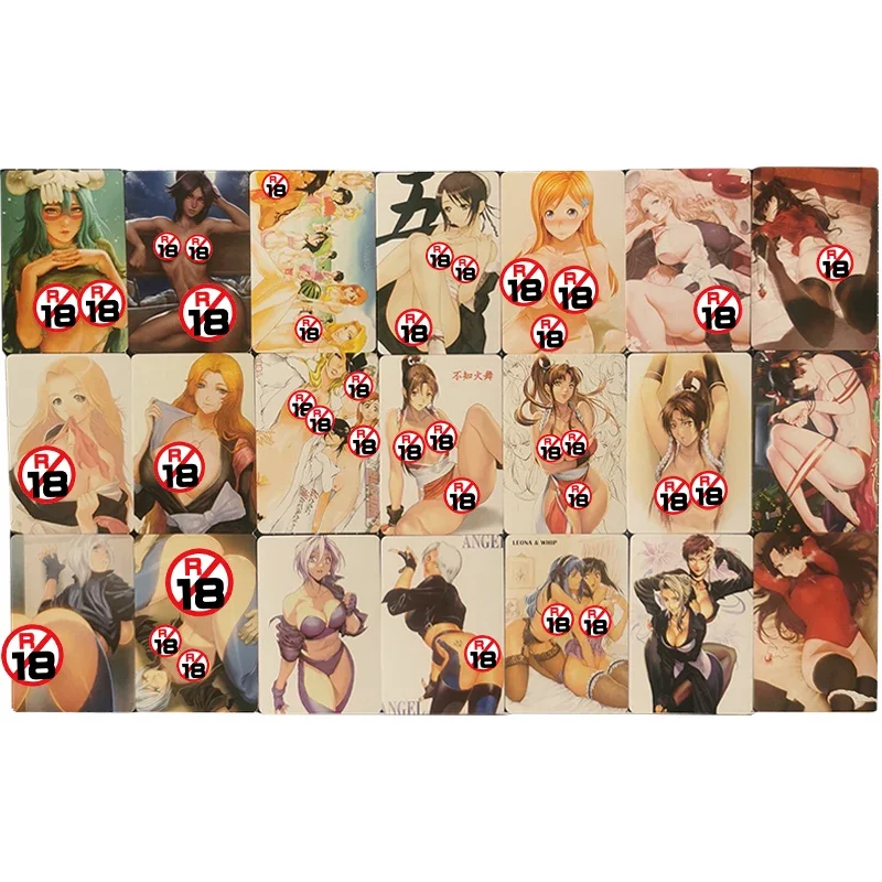 In Stock 22Pcs/set Sexy Anime Girl Cards Mai Shiranui Tohsaka Rin Matsumoto Rangiku Leona Whip Game Collection Cards Gifts Toy