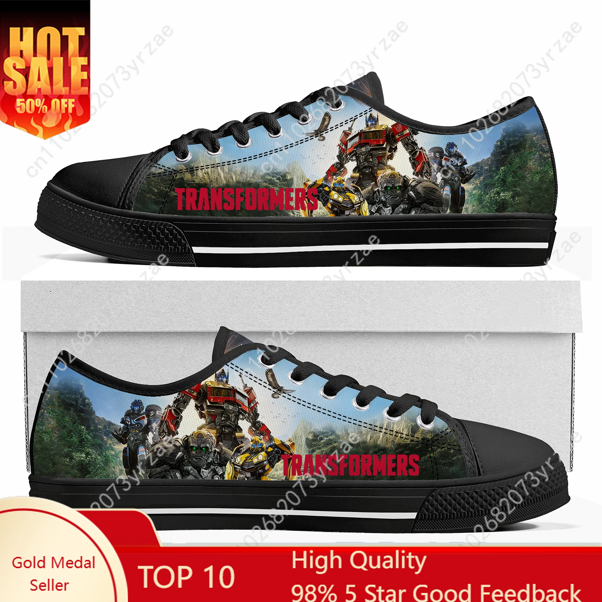 

Кроссовки Transformers Low Top: модные, повседневные, высококачественные, с мультяшным дизайном, для женщин, мужчин и подростков, на заказ, из канваса
