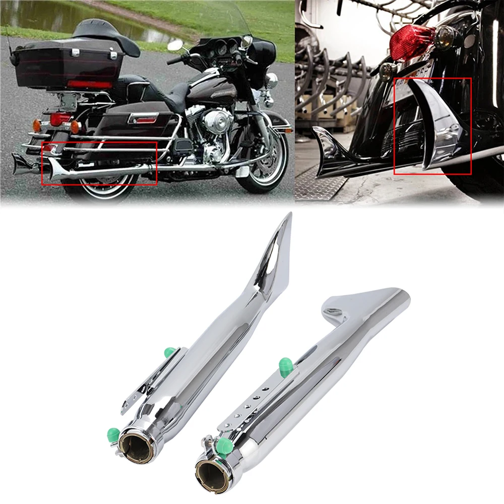 Chromowana rura wydechowa motocykla uniwersalny ogon ryby lewa prawa strona Vintage tłumik dla Bobbers rower wyścigowy Chopper Cafe Racer