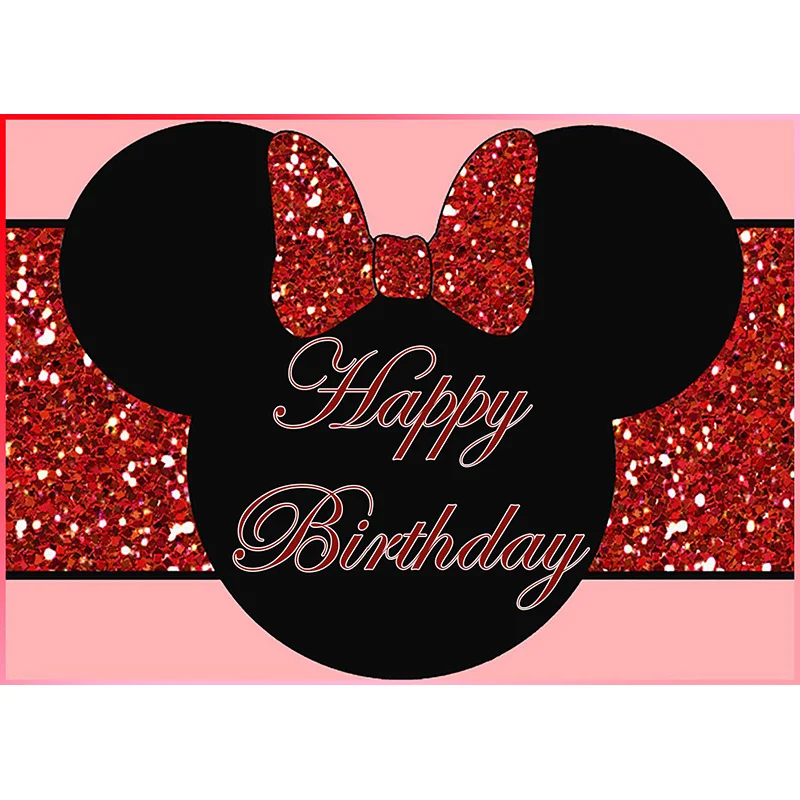 Disney Minnie Mouse Backdrop Party Supplies Red Glitter Photography Backdrop Newborn Birthday Background Girls Boys Decoration