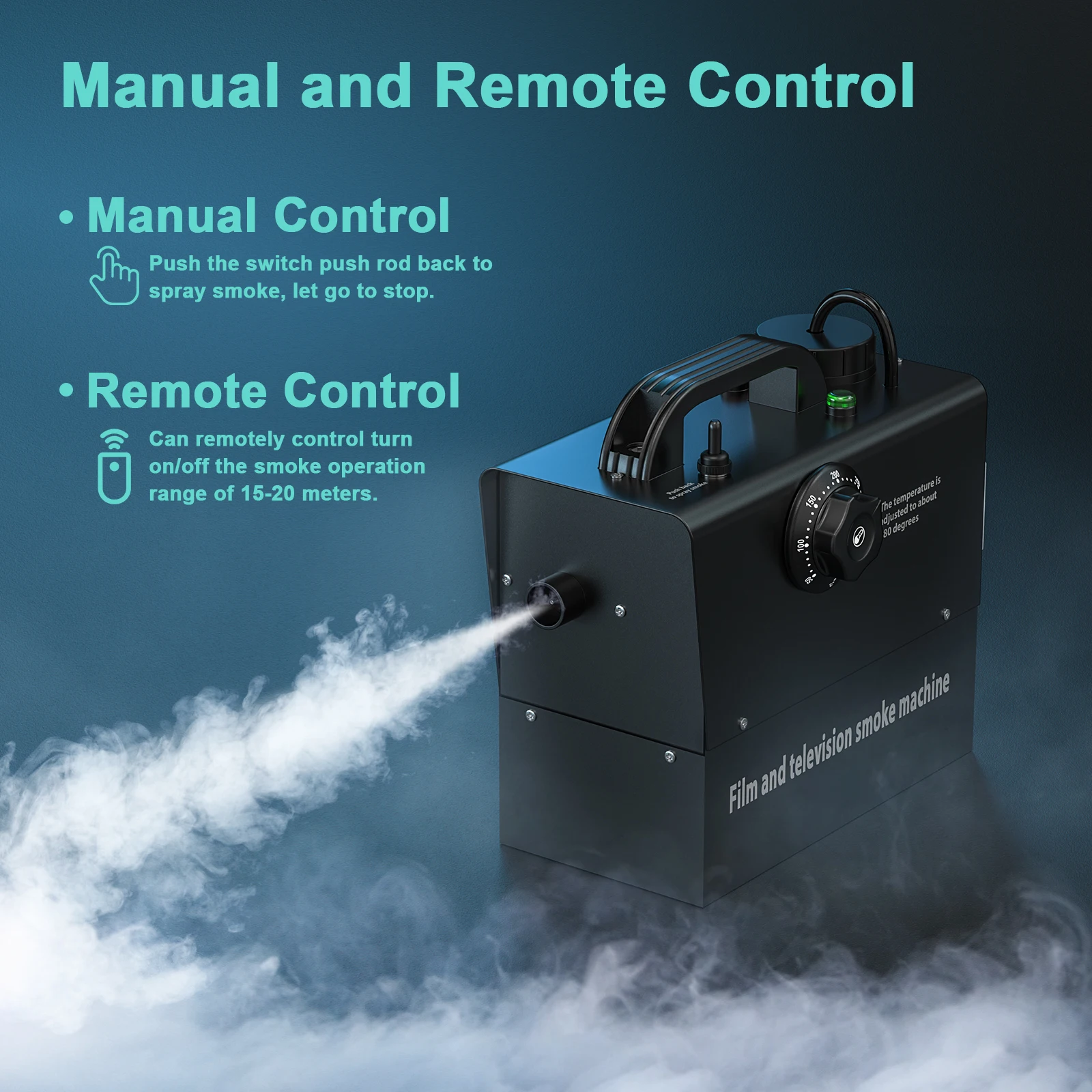 Fieryzeal 400W Rechargeable Fog Machine Stage Show Smoke Machine Remote Control Stage Light for Disco DJ Party Club Bar Event