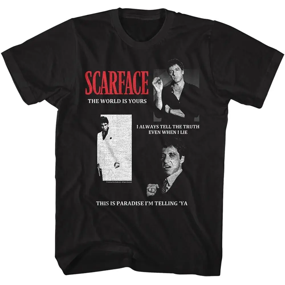 

Scarface Tony Montana Collage Photos New Mens Pacino Gangster Black Cotton