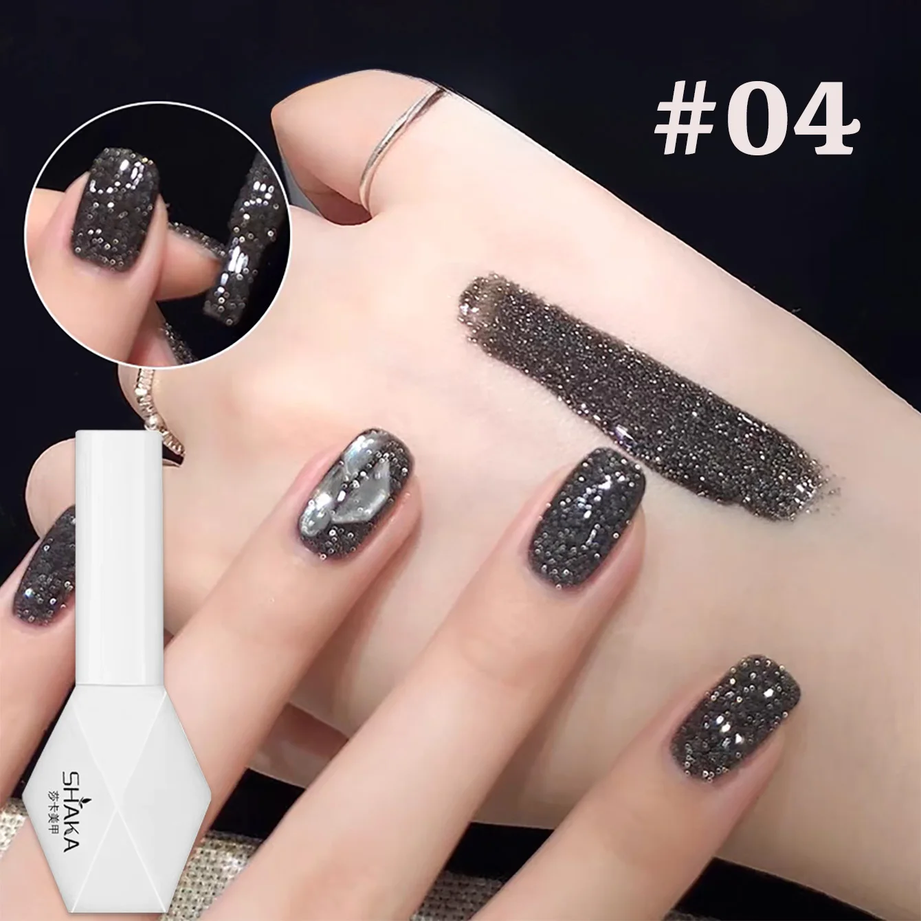 1個入り SHAKA 秋のレイブパーティー ブロークンダイヤモンド レッドブラック ジェルネイルポリッシュ 2025年新作 多用途 キラキラ ネイルアート ネイル用品