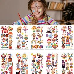10PCS Circus Tattoo Stickers Exquisite Clown Performance Fake Tattoo Personalized Retro Tattoo Waterproof Durable