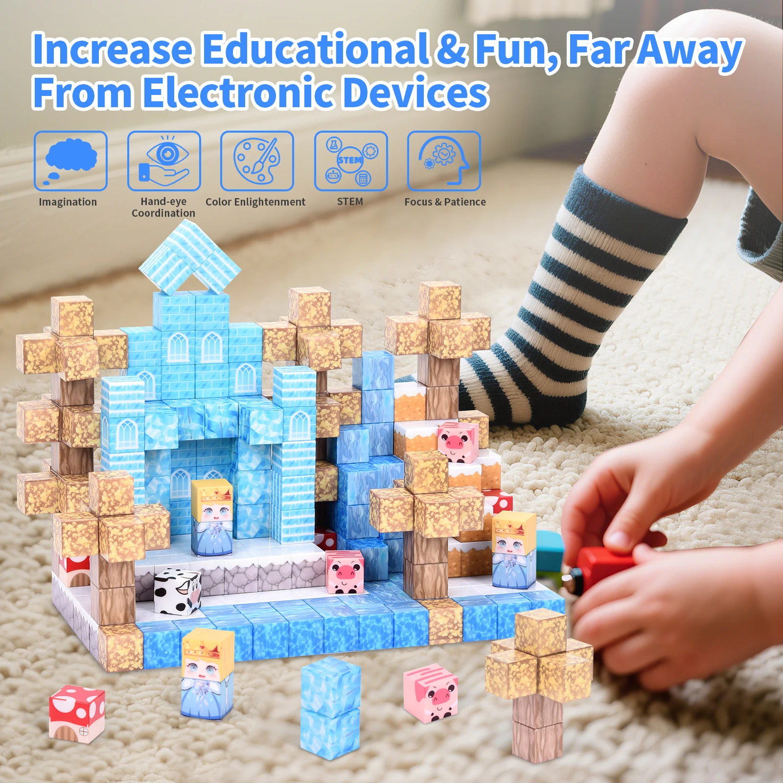 مخصص 100 قطعة 2025 اللبنات المغناطيسية مجموعة ألوان نابضة بالحياة الحرة بناء تصميم الجذعية التعليم اللعب هدية عيد للأطفال
