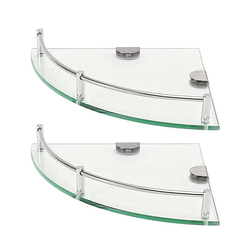 Bathroom Shelves, 2-Tier Bathroom Glass Corner Shelf Wall Mounted ,Tempered Glass Shelf For Storing Shower Gel/Soap