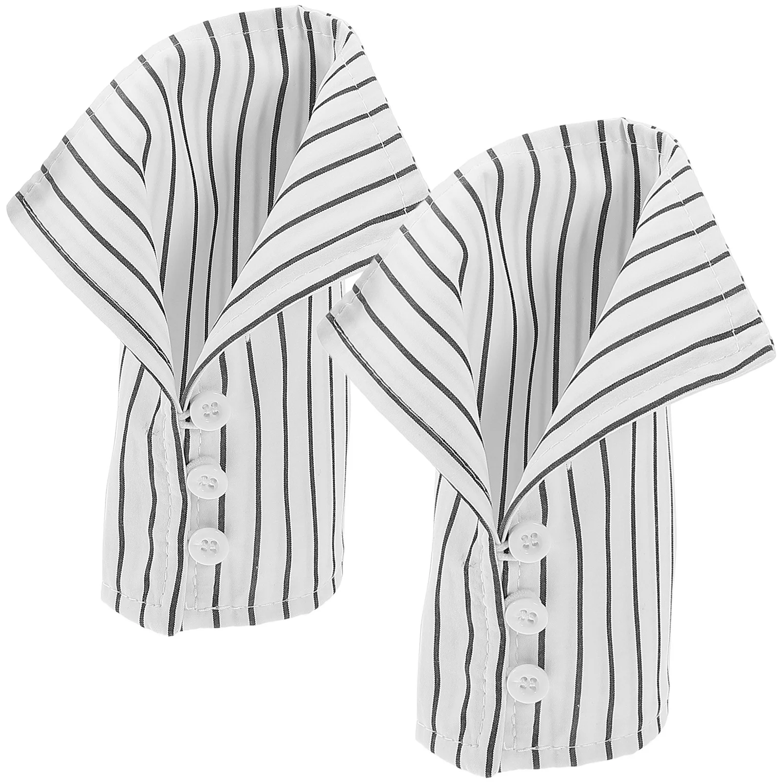 1 ペア白ストライプ取り外し可能なシャツ袖口ファッションリストカフユニセックス装飾スリーブエクステンション仕事日フェイクシャツカフ