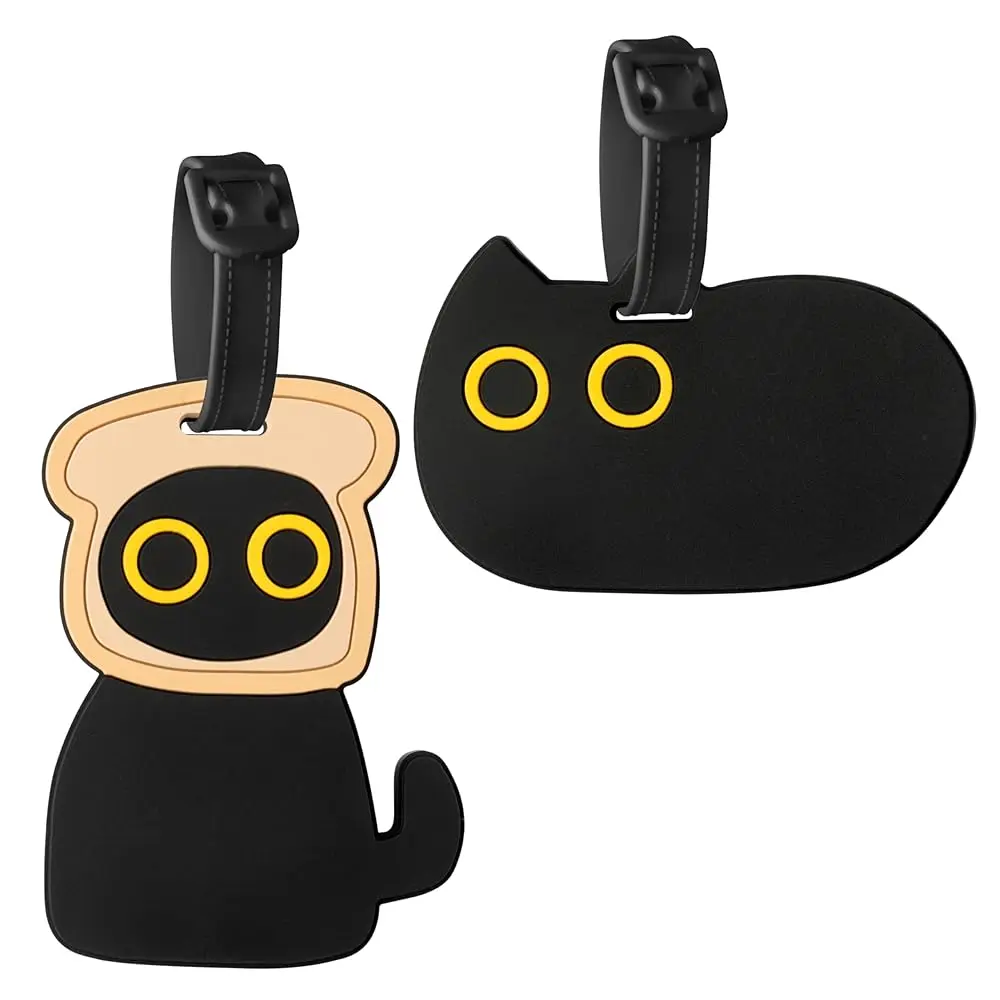 

Christmas Black Cat Luggage Tags - 2Pcs Kawaii Cat Cute Animal Rubber ID Silicone Tags for Luggage Baggage Suitcase Bags Dec