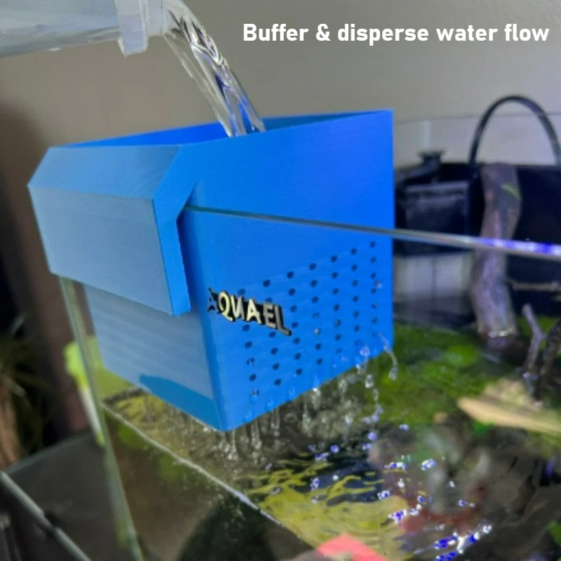 Fish Tank Water Change Dispenser, Hang-On Buffer Filter Box, Aquarium Water Flow Diffuser, Protect Aquascape from Water Impact