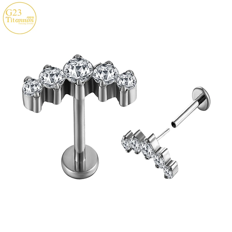

Ear Piercing Ear Nail G23 Titanium Anti-allergic Stud Earrings Zircon Push Pin Labret Lip Nail Cartilage Tragus Piercing Jewelry