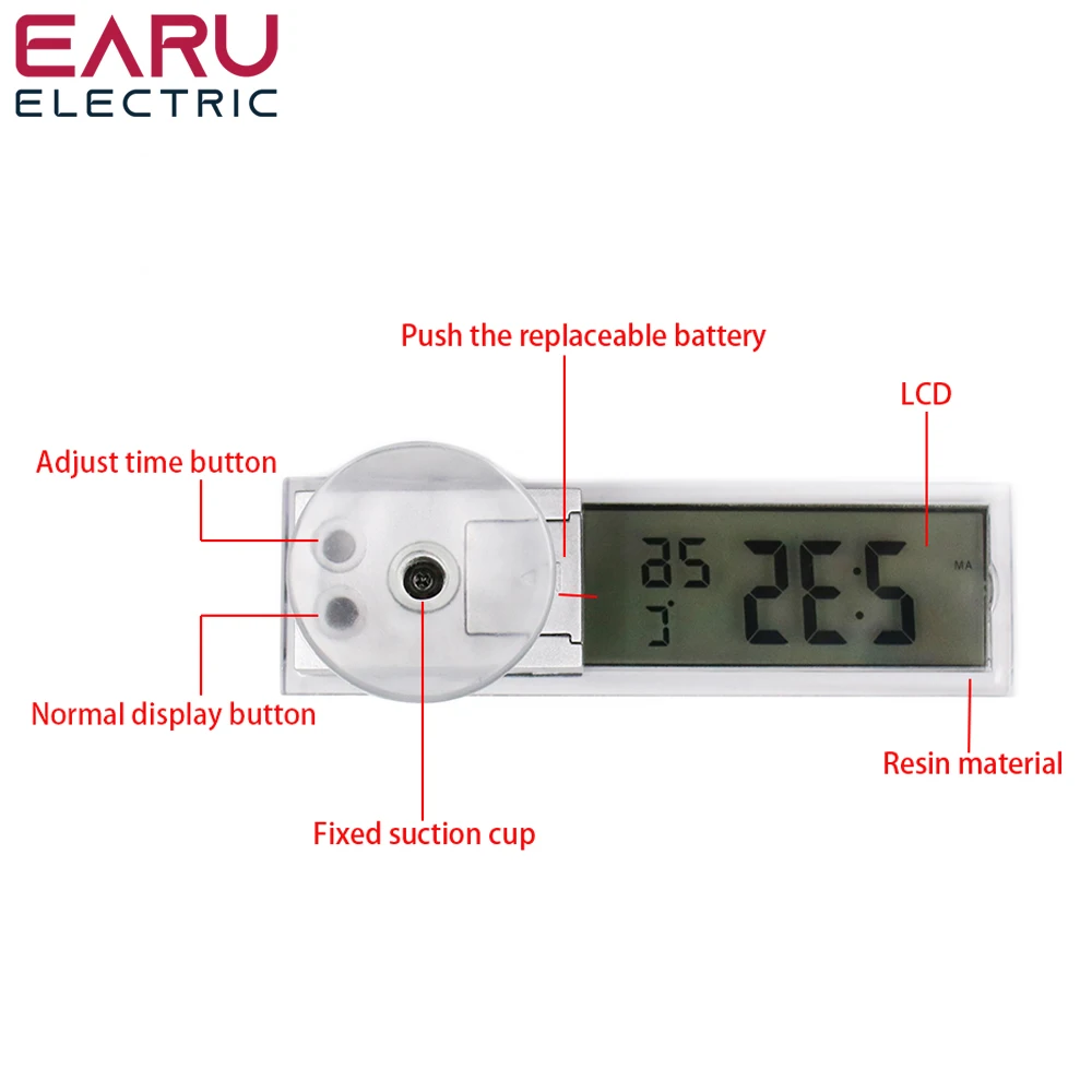 Mini Weather Station Digital Car Thermometer Thermostat Timer Clock Temperature Instruments Sensor Wall Type Meter LCD Display