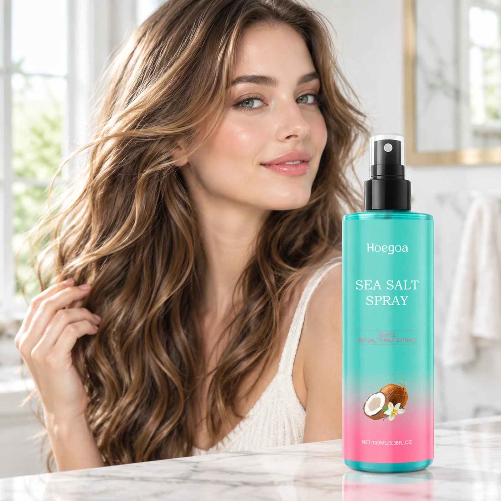 Hoegoa Sea Salt Spray Soothe Scalp Nourishing Hair Brightening Oil Control Refreshing Gentle Moisturizing Hair Care Spray 100ml
