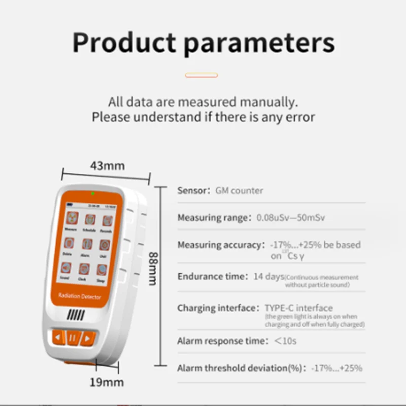 Nuclear radiation detector CT/x/y radiation personal dose alarm counter measuring instrument