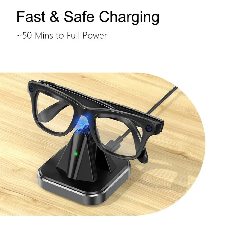 

Indicator Light Smart Glasses Charging Dock Safe Stable AI Glasses Charger Smart for RayBan Meta Wayfarer/Headliner/Skyler/ HSTN