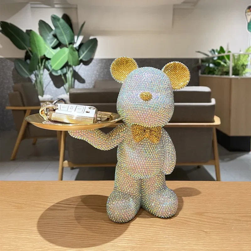Nordic Home Decor Diamond Bear Statue Room Decor Pure Handmade Ornaments Figurine Home Decoration Desk Accessories Art Sculpture