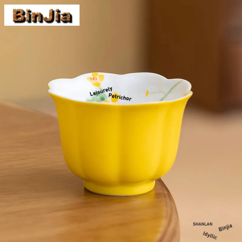 60 مللي رسمت باليد الاغتصاب زهرة فنجان الشاي وعاء الشاي التقليدي لطيف كوب الشاي تذوق كوب شخصي Jianzhan ماستر أكواب خدمات الشاي #6