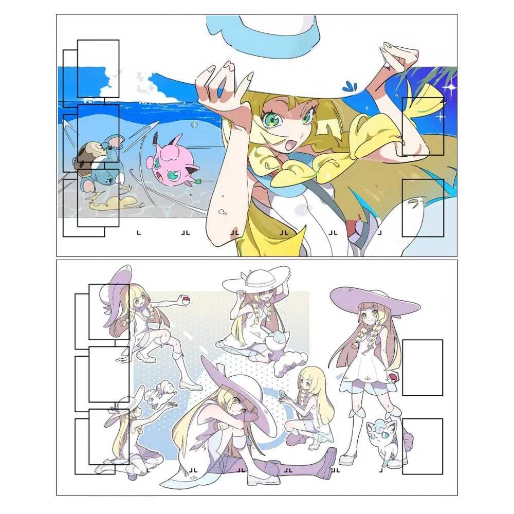

600X350X2Mm Diy Ptcg Trainer Lillie Card Battle Mat Ptcg Jigglypuff Карта для настольной игры для одного игрока Боевая карта Аниме Карта в подарок