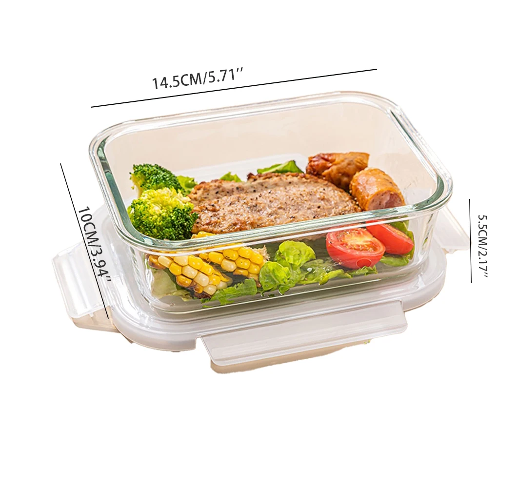 High Borosilicate Glass Lunch Box with Airtight Lid, Microwave-Food Storage Container,Leakproof Bento Box for Office Workers.