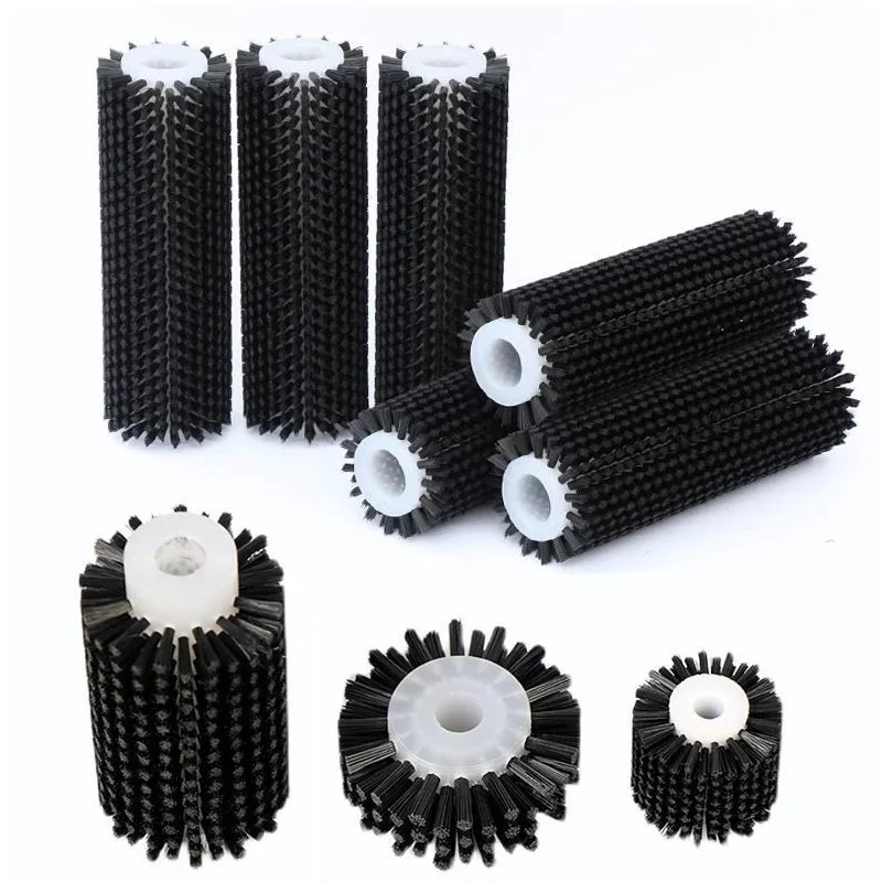 Black Industrial Machine Nylon Wire Wheel Brush Deburring Abrasive Cleaning Brush for Polishing Hollow Cylinder Dust Removal