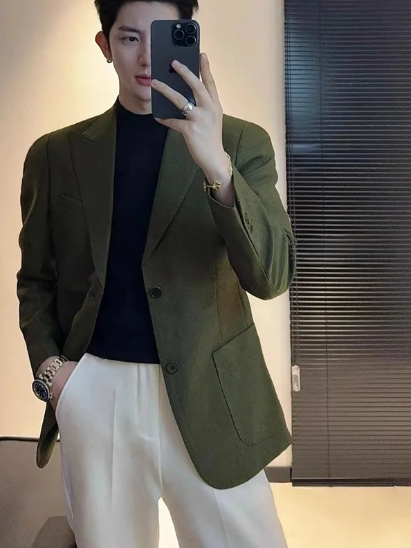 

Новый мужской модный итальянский винтажный дизайнерский пиджак 2025 года: универсальный, приталенный, с длинными рукавами, стандартной посадкой, на двух пуговицах