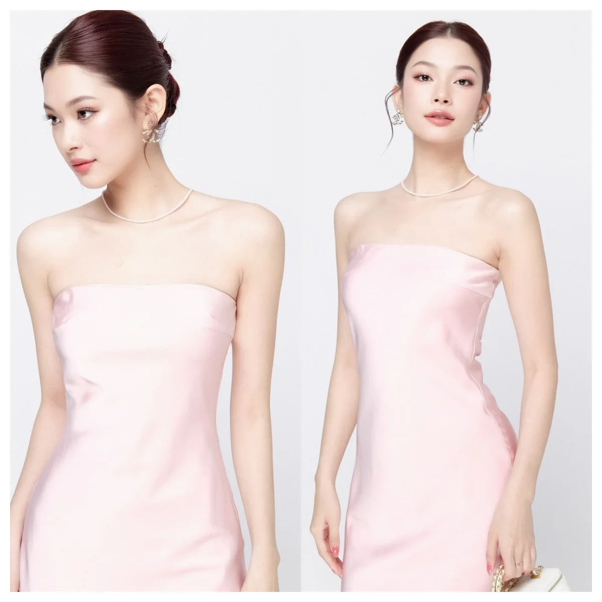 Aangepaste zeemeermin sierlijke roze satijnen avondjurk temperament strapless mouwloze feestjurk eenvoudige beroemdheid gaan