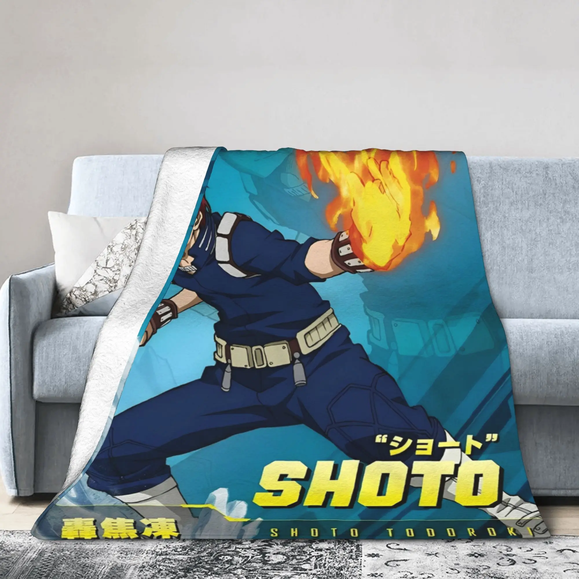 My Hero Academia Class 1-A Flannel Throw Blankets Shoto Todoroki for Bedding Throws Knitted Blanket Office Soft Multifunction