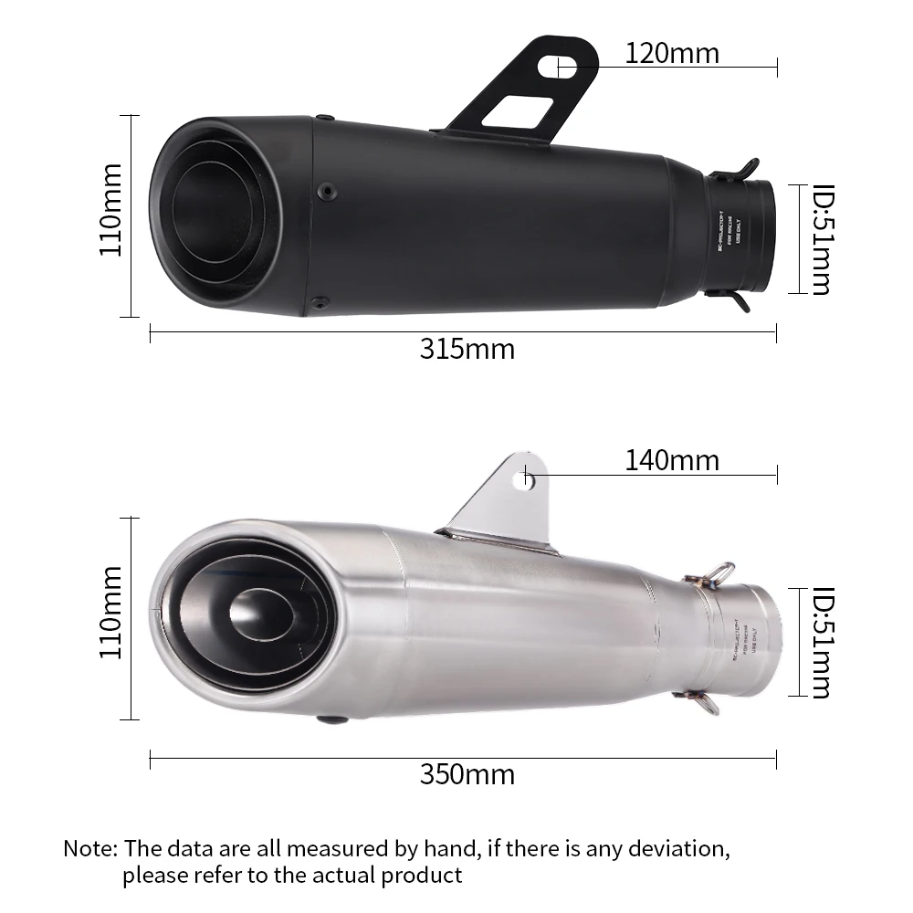 51mm Universal Motorcycle Exhaust Project S1 Muffler For Ninja400 MT03 NVX155 T700 ZX-4R Trident 660 GTS 300 800MT Tail pipe