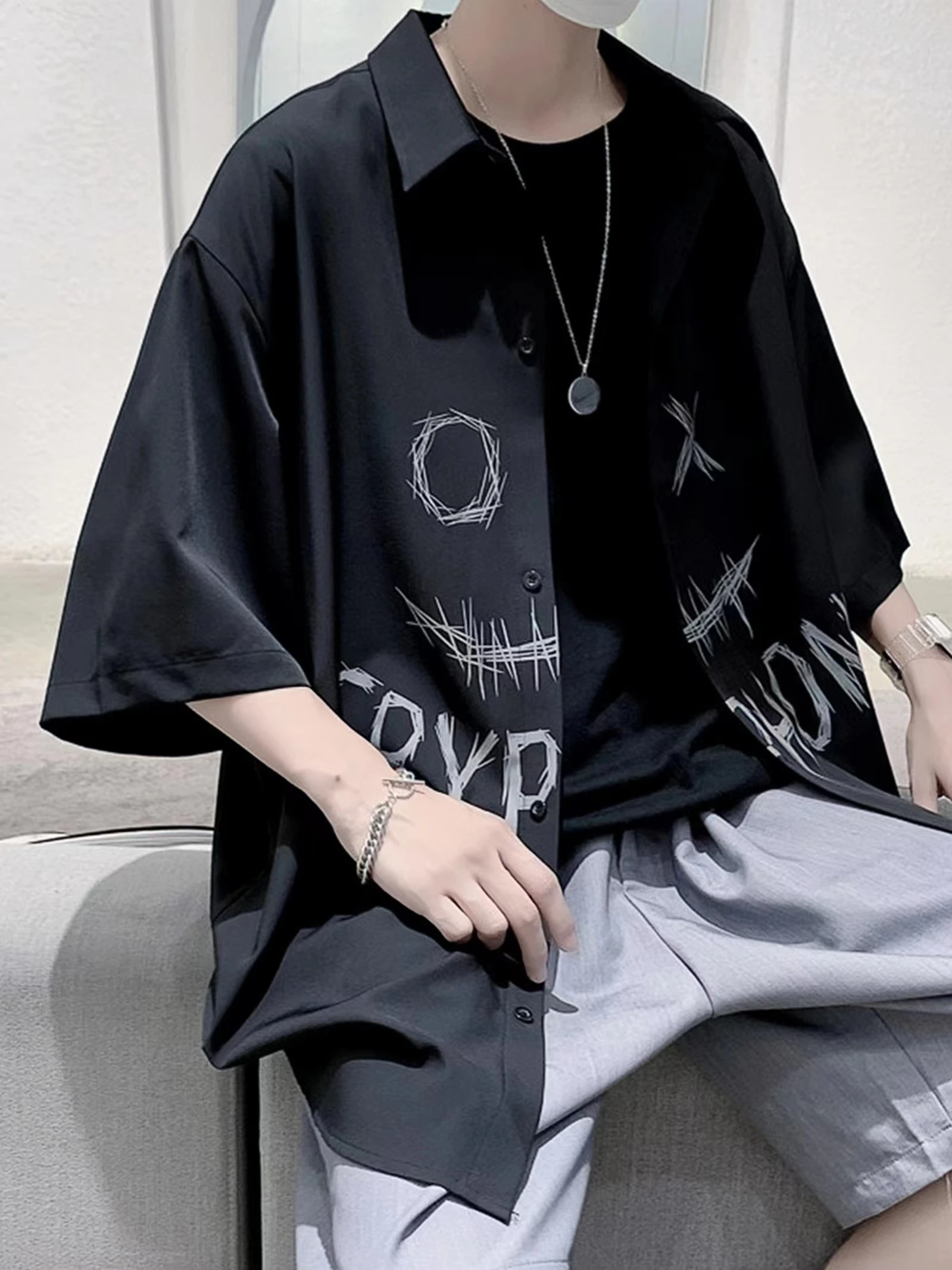 

Летняя мужская рубашка из ледяного шелка, свободного кроя, тонкая, с коротким рукавом, верхняя одежда из смесового полиэстера и хлопка, стильный дизайн