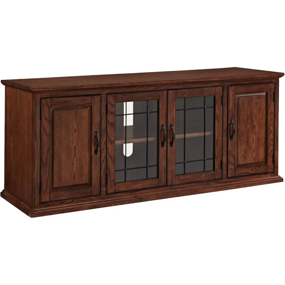 

80360 Leaded Glass TV Stand For 65" TV's, Burnished Oak