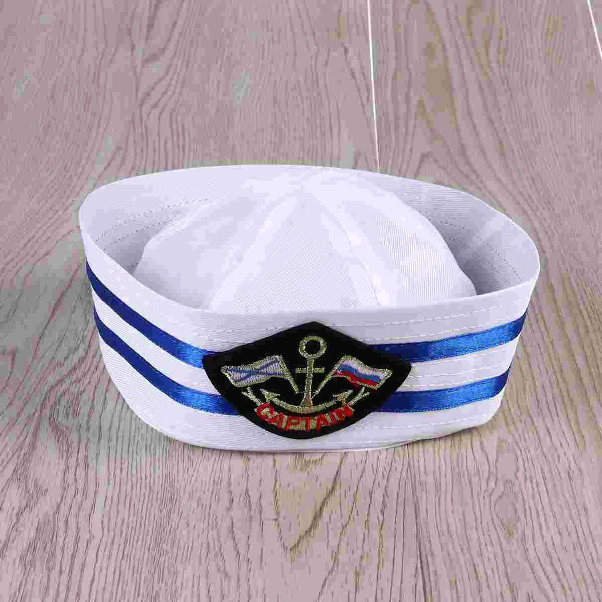 Captain Sailor Hat Kids Navy Cap Marine Cotton Blend Embroidered Badge Unisex Cosplay Game Play Dance