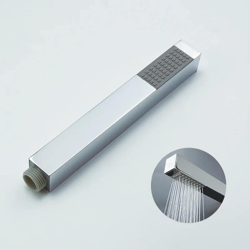 Silver Chrome Solid Brass Handheld Shower Head Cylindrical Hand Shower Bathroom Shower Replacement Sprayer G1/2 Faucet Accessory