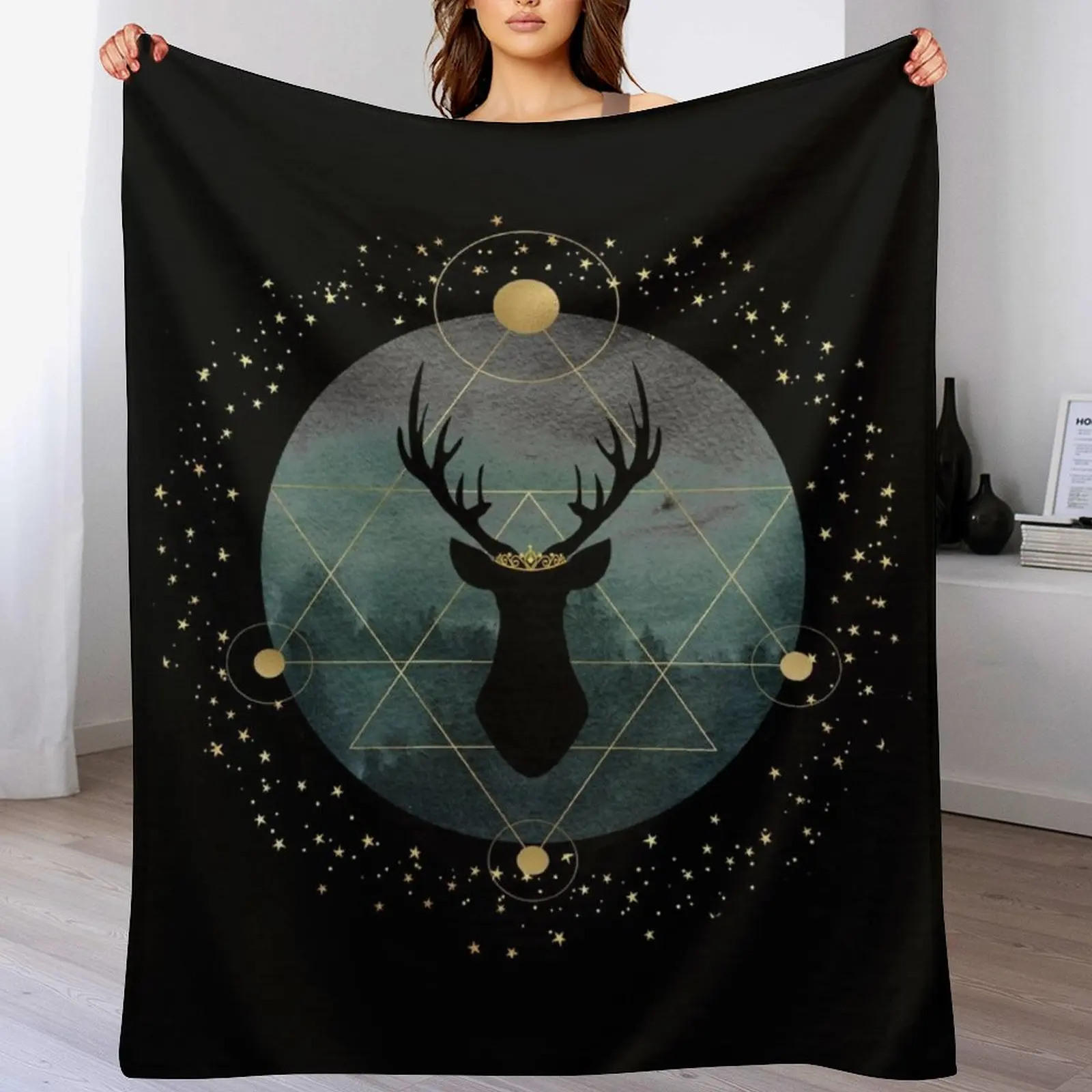 Throne of Glass- Forest Stag Throw Blanket Luxury Brand Plaid Blankets For Baby Blankets