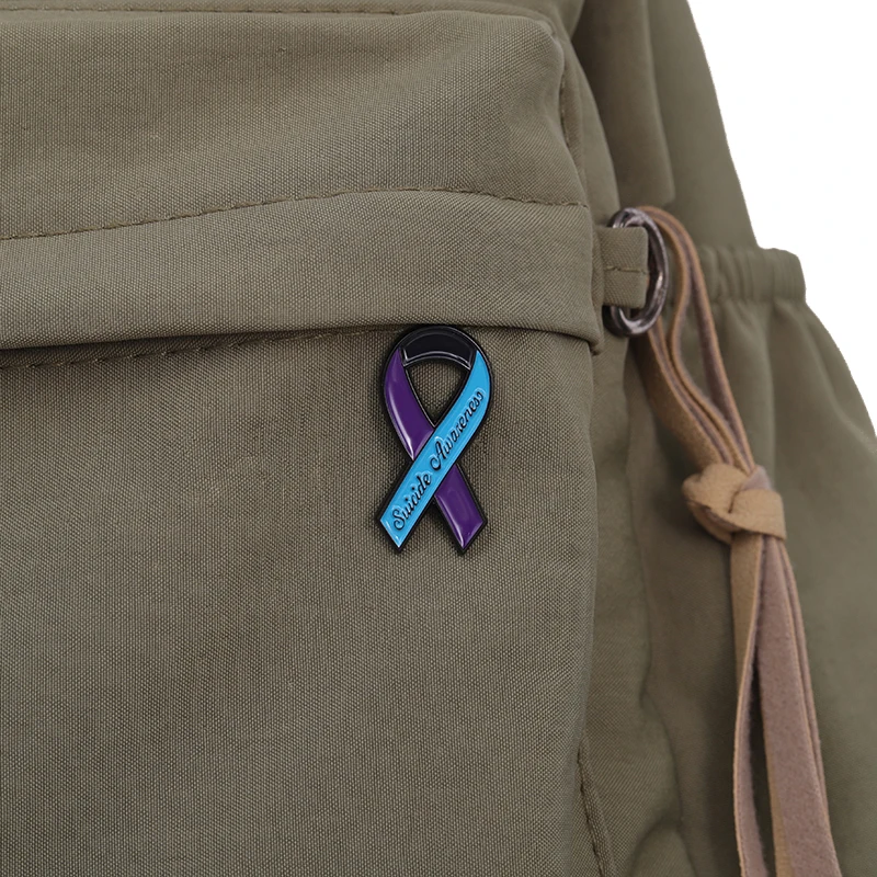 Suicide Awareness Ribbon Enamel Pin Mental Health Illness Warrior Brooch Lapel Backpack Badge Jewelry Accessories view 6