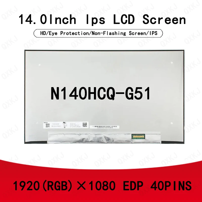 40pin N140HCQ-G51 14,0 pulgadas 1920*1080 venta al por mayor para pantallas de pantalla de Panel LCD reemplazo portátil para monitores