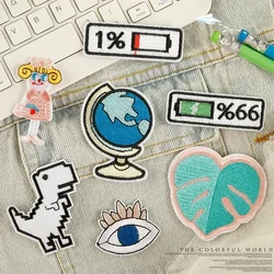 Cartoon Embroidery Patch Globe 1%99% Battery Iron on Patches Fusible Stickers for Clothes Ironing Badges Bags Hats Accessories