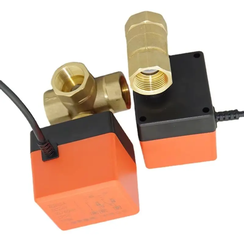 Electric Ball Valve Air Conditioning Floor Heating Solenoid Valve, Brass Electric Ball Valve 1-1/4 