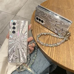 Lasers Stars Phone Case For Samsung Galaxy Z Fold 6 5 4 3 5G Protective Cover With Chain Shockproof cases for ZFold6 ZFold5 Fun