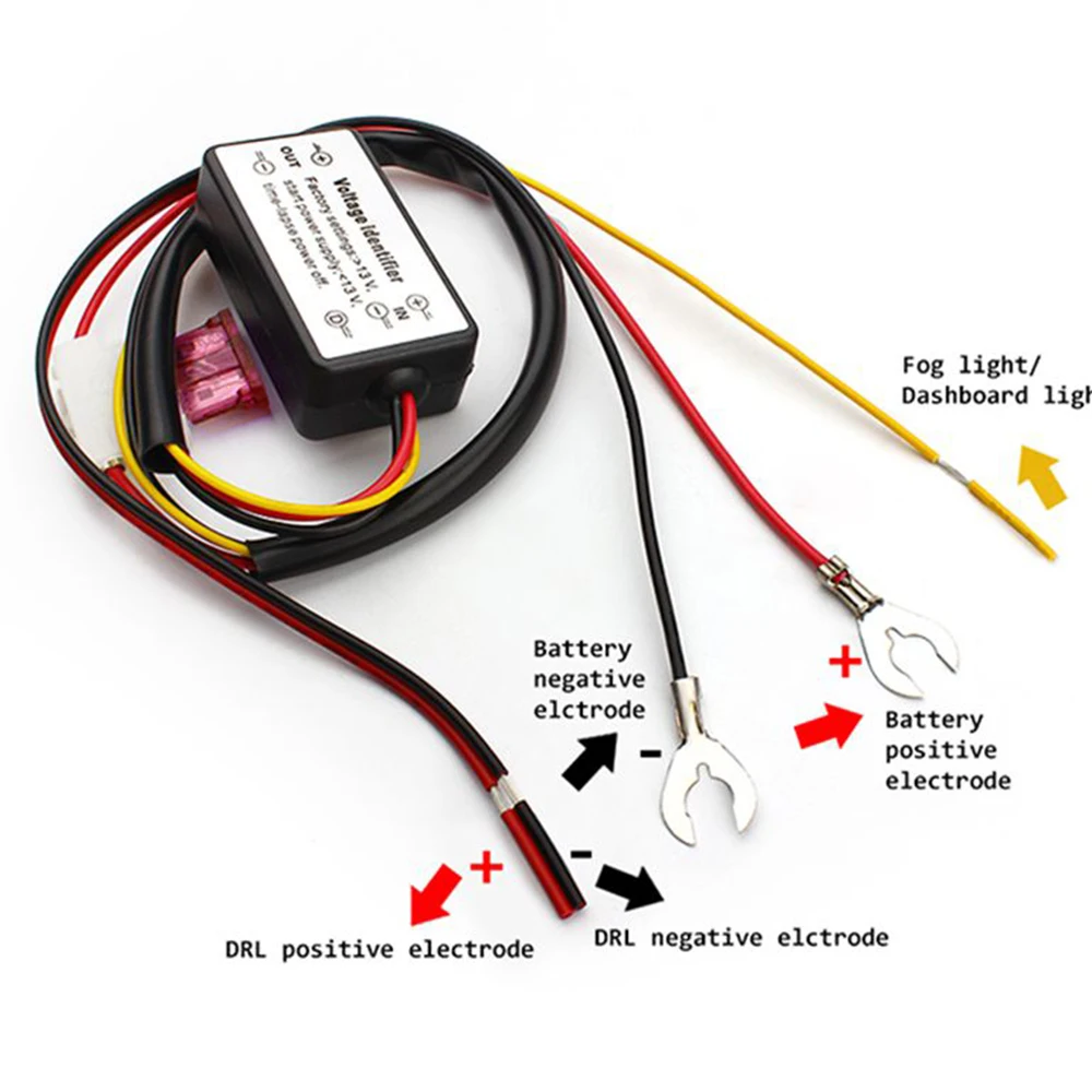 12V Car DRL Lights Relay Controller With Fuse Day Running Lamps Auto Voltage Identifier Flashing Turn Signal Light Stabilizer