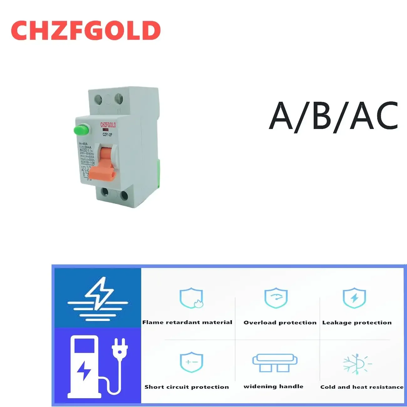 CHZFGOLD CZK6 RCCB 2- 2P 16A 25A 32A 40A 63A 80A 100AResidual Current Circuit Breaker surge protector  breaker    ac110v  60