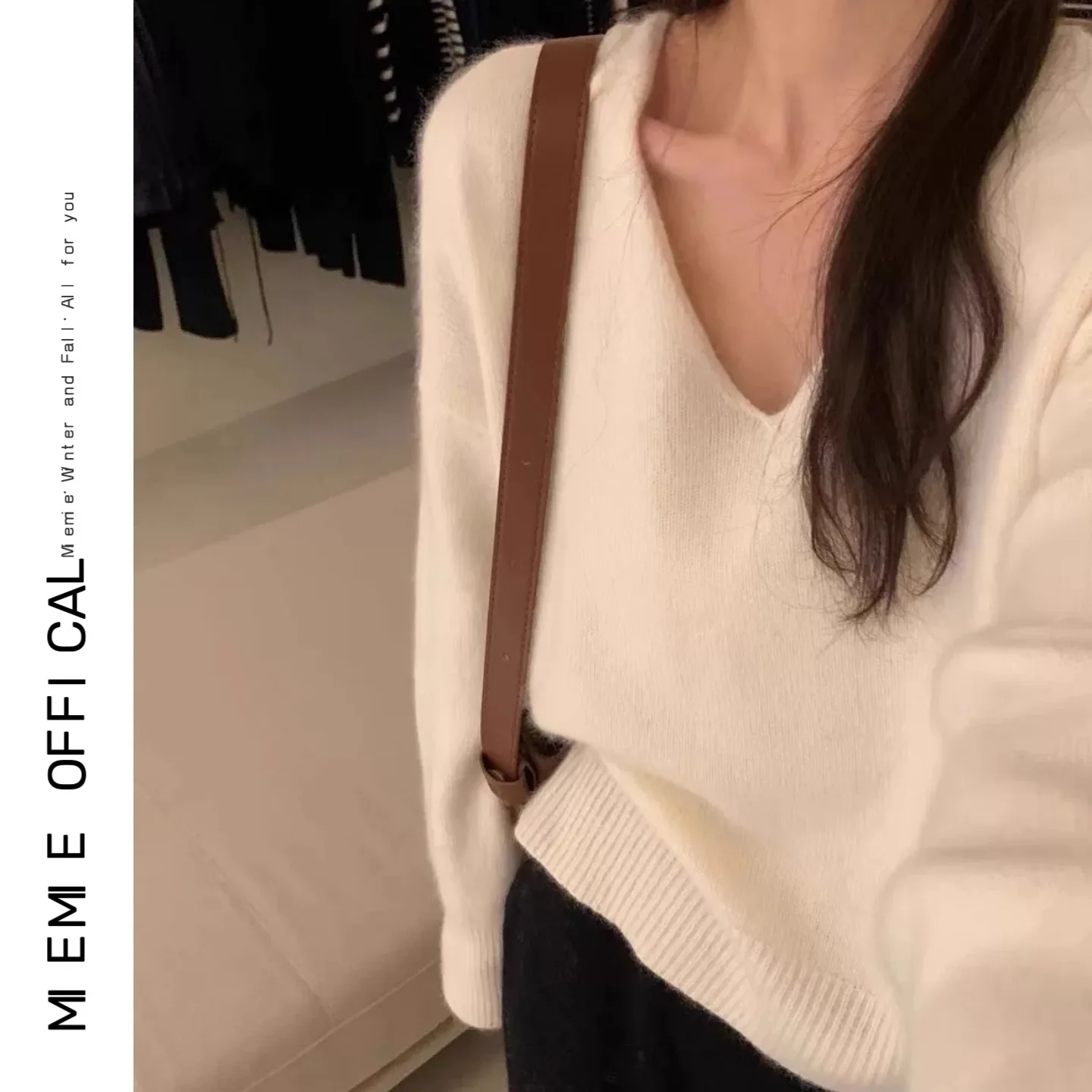 

Ретро-свитер с широкими рукавами, однотонный, с V-образным вырезом, расклешенными рукавами, последний экземпляр, женская повседневная одежда, зимний сезон, длинный рукав