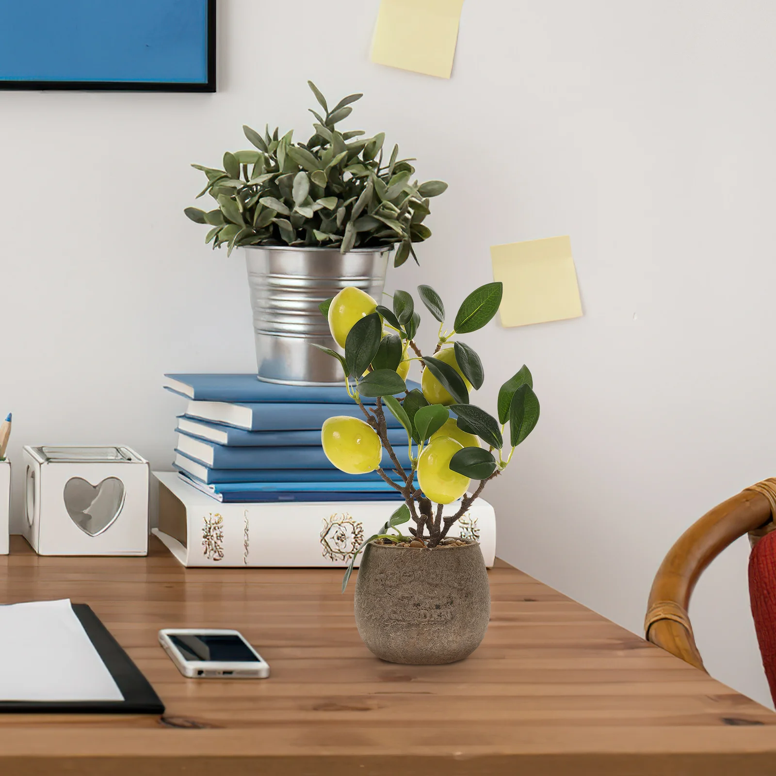 

Artificial Potted Lemon Tree Realistic Faux Bonsai Decor Decorative Fake Plant for Home Office Shop Table Setting